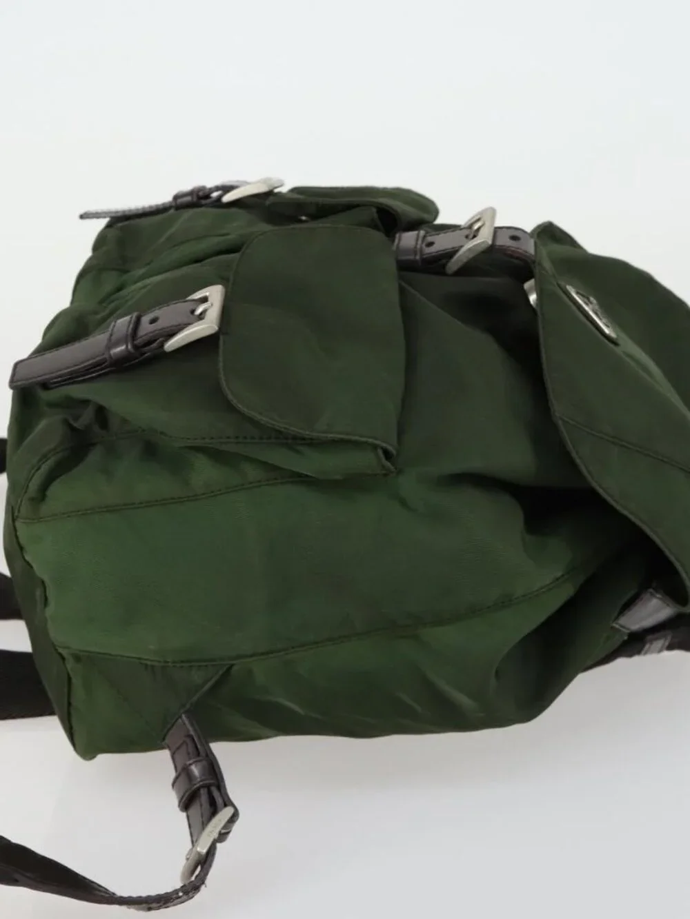 PRADA Backpack Nylon Green Silver Auth 157224